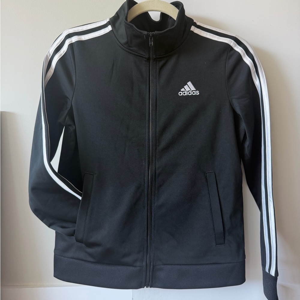 adidas Black Jacket with White Trim